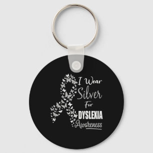 Awareness I Wear Silver Ribbon Learning Reading 1 Key Ring