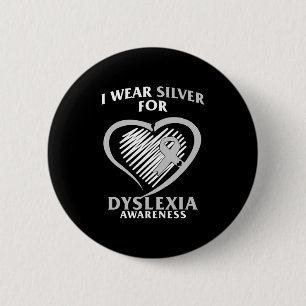 Awareness I Wear Silver Ribbon Learning Reading Di 6 Cm Round Badge