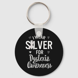 Awareness I Wear Silver Ribbon Learning Reading Di Key Ring
