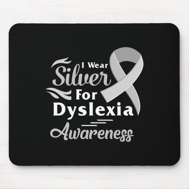 Awareness I Wear Silver Ribbon Learning Reading So Mouse Mat (Front)