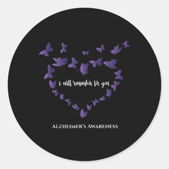 Awareness I Will Remember For You Cute Butterfly 1 Classic Round Sticker (Front)