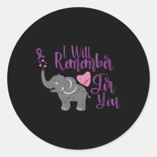 Awareness I Will Remember For You Cute Elephant Classic Round Sticker