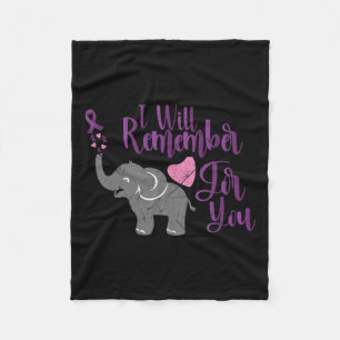 Awareness I Will Remember For You Cute Elephant Fleece Blanket
