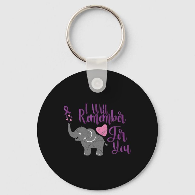 Awareness I Will Remember For You Cute Elephant  Key Ring (Front)