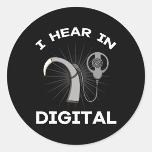 Awareness Implant Digital Hearing Aid Asl  Classic Round Sticker