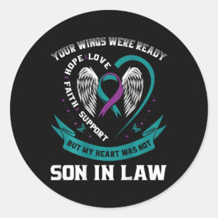 Awareness In Memory Of My Son In Law Back Graphic  Classic Round Sticker