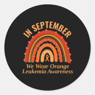 Awareness In September We Wear Orange Rainbow  Classic Round Sticker