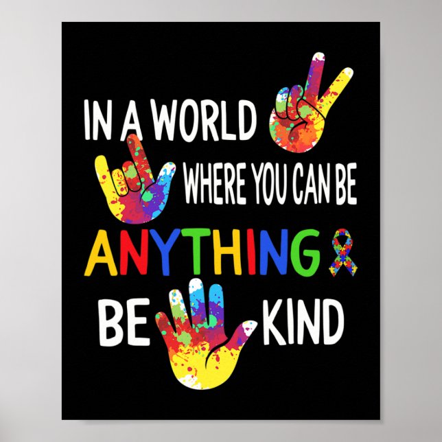 Awareness In World Be Kind Asl Language Puzzle Rib Poster (Front)