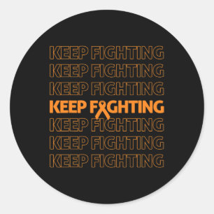 Awareness Keep Fighting Orange Ribbon Boxing Glove Classic Round Sticker