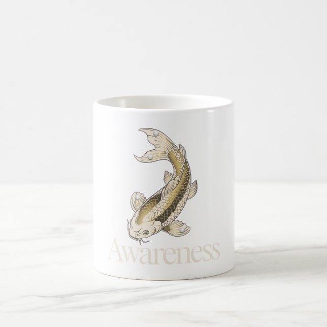 Awareness Koi Symbol for Daily Mindful Reflection Coffee Mug (Center)