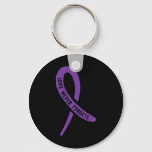 Awareness Love Never Forgets Purple Ribbon  Key Ring