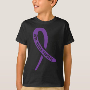 Awareness Love Never Forgets Purple Ribbon  T-Shirt