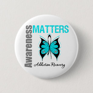Awareness Matters Butterfly Addiction Recovery 6 Cm Round Badge