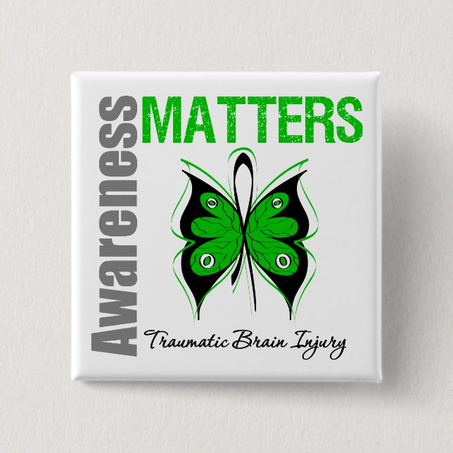 Awareness Matters Butterfly Traumatic Brain Injury 15 Cm Square Badge (Front)