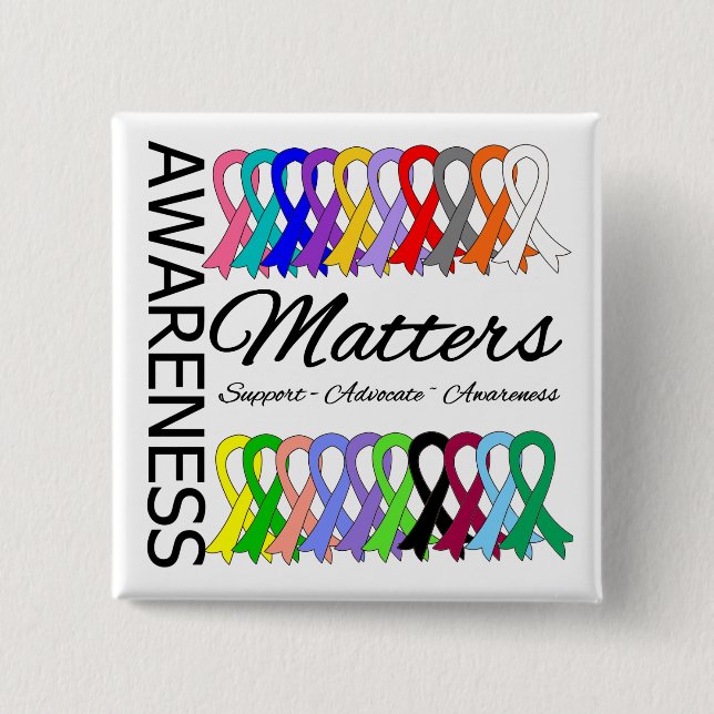 Awareness Matters Ribbons Of Cancer 15 Cm Square Badge (Front)