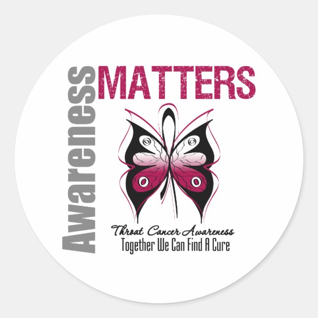 Awareness Matters Throat Cancer Classic Round Sticker (Front)