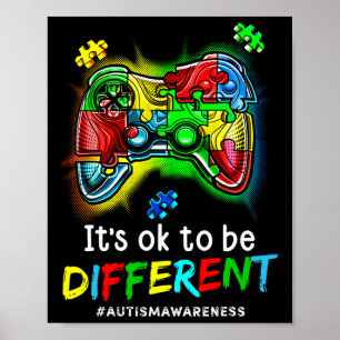 Awareness Men Kids Boys Autism Video Game Month Poster