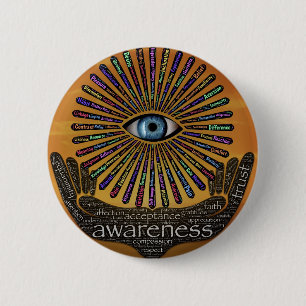 Awareness Minds Eye Inspirational Word Art    6 Cm Round Badge