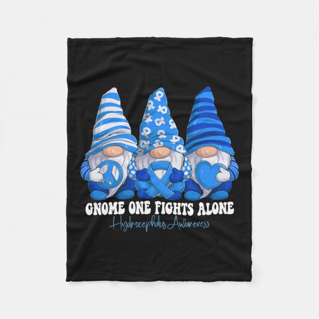 Awareness Month Blue Ribbon Gnomies Support  Fleece Blanket (Front)