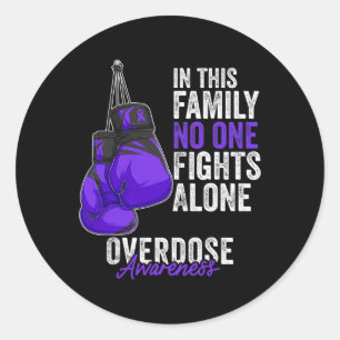 Awareness Month Boxing Gloves Purple Ribbon  Classic Round Sticker