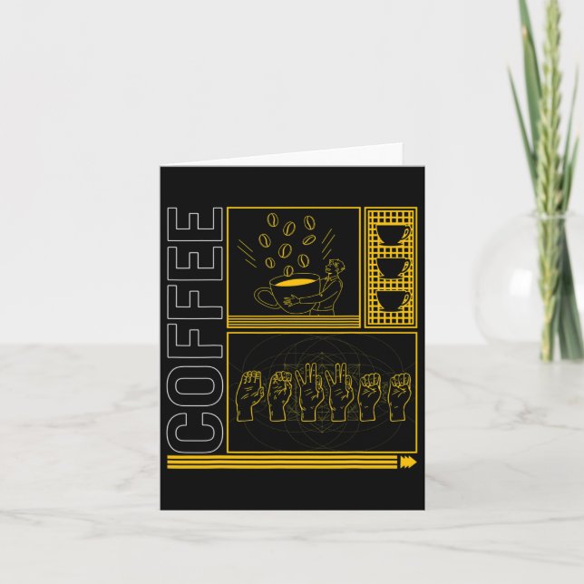 Awareness Month Coffee Asl Lover Trendy Love Deaf  Card (Front)