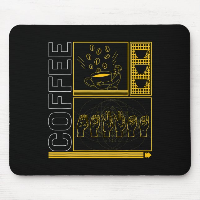 Awareness Month Coffee Asl Lover Trendy Love Deaf  Mouse Mat (Front)