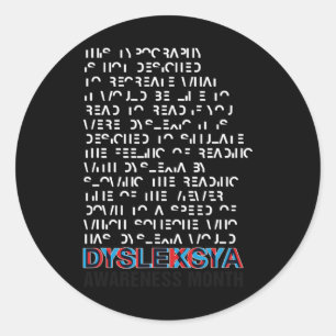 Awareness Month Costume Dyslexia Girl Classic Round Sticker