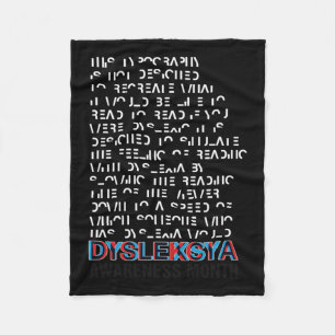 Awareness Month Costume Dyslexia Girl Fleece Blanket