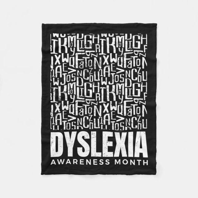 Awareness Month Dyslexia Warrior Dyslexic  Fleece Blanket (Front)