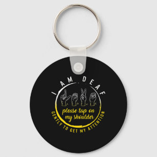 Awareness Month I'm Deaf Tap My Shoulder Asl Langu Key Ring