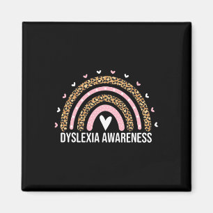 Awareness Month Leopard Rainbow Dyslexia For Women Magnet