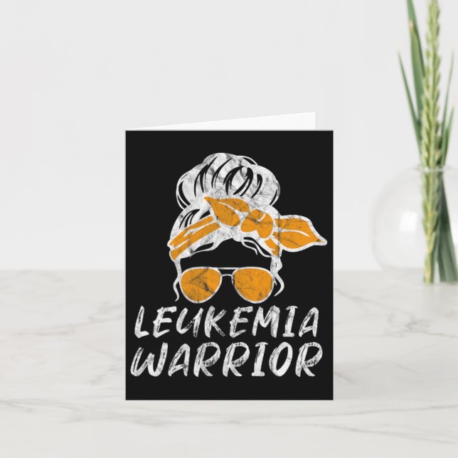 Awareness Month Messy Bun Retro Women's Warrior  Card (Front)