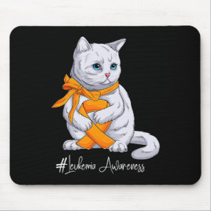 Awareness Month Orange Ribbon Cat Mouse Mat