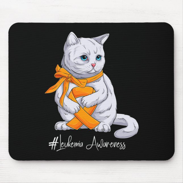 Awareness Month Orange Ribbon Cat  Mouse Mat (Front)