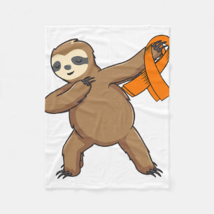 Awareness Month Orange Ribbon Dabbing Sloths Gift Fleece Blanket