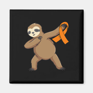 Awareness Month Orange Ribbon Dabbing Sloths Gift Magnet