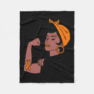 Awareness Month Orange Ribbon Warriors Women Gift Fleece Blanket