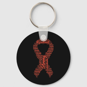 Awareness Month Orange Ribbon With Words Key Ring