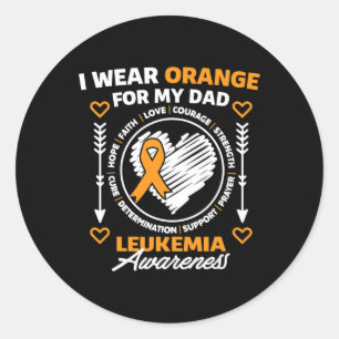 Awareness Month Support I Wear Orange For My Dad  Classic Round Sticker