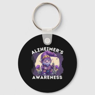 Awareness Month T Heimer Gnome Purple Ribbons Key Ring