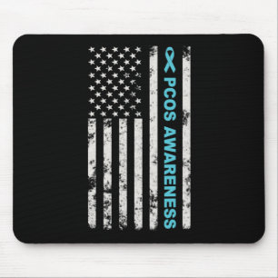 Awareness Month Teal Ribbon American Flag Men Wome Mouse Mat