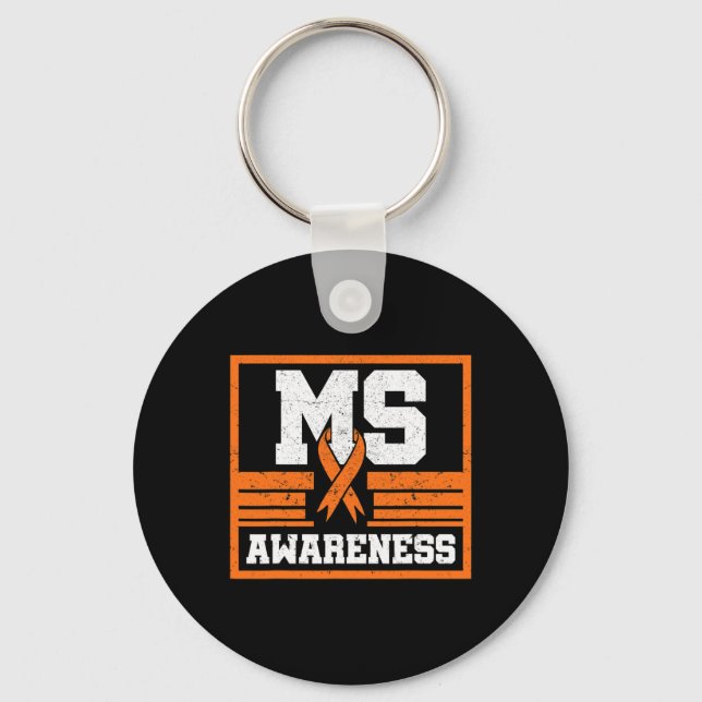 Awareness Multiple Sclerosis Orange Autoimmune Dis Key Ring (Front)