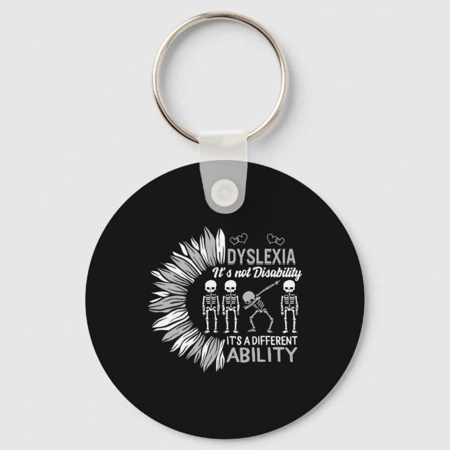 Awareness Not Disability Different Dabbing Skeleto Key Ring (Front)