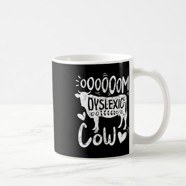Awareness Oooom Dyslexic Cow Reading Learning Farm Coffee Mug (Right)