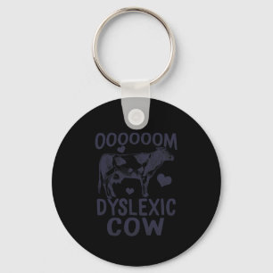 Awareness Oooom Dyslexic Cow Reading Learning Farm Key Ring