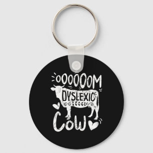Awareness Oooom Dyslexic Cow Reading Learning Farm Key Ring