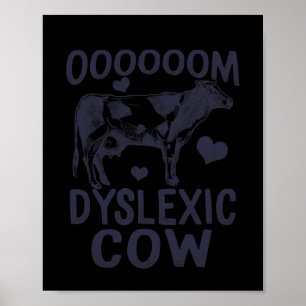 Awareness Oooom Dyslexic Cow Reading Learning Farm Poster
