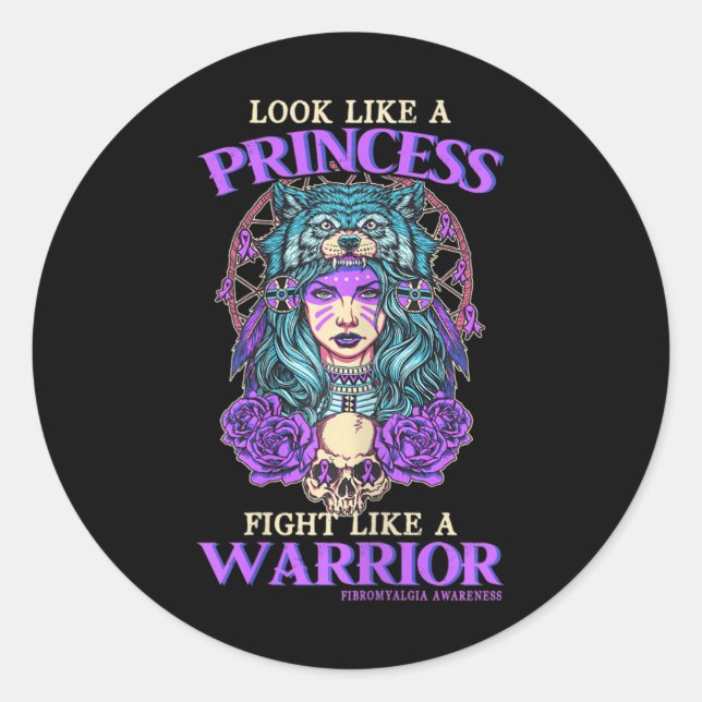 Awareness Princess Fight Like A Warrior  Classic Round Sticker (Front)