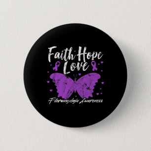 Awareness Purple Butterfly Fibro Warrior Grunge  6 Cm Round Badge