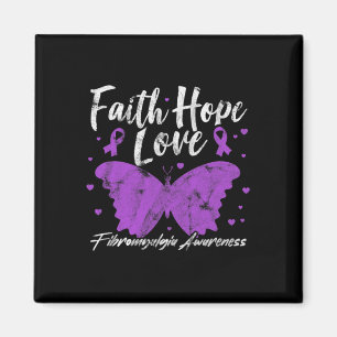 Awareness Purple Butterfly Fibro Warrior Grunge  Magnet